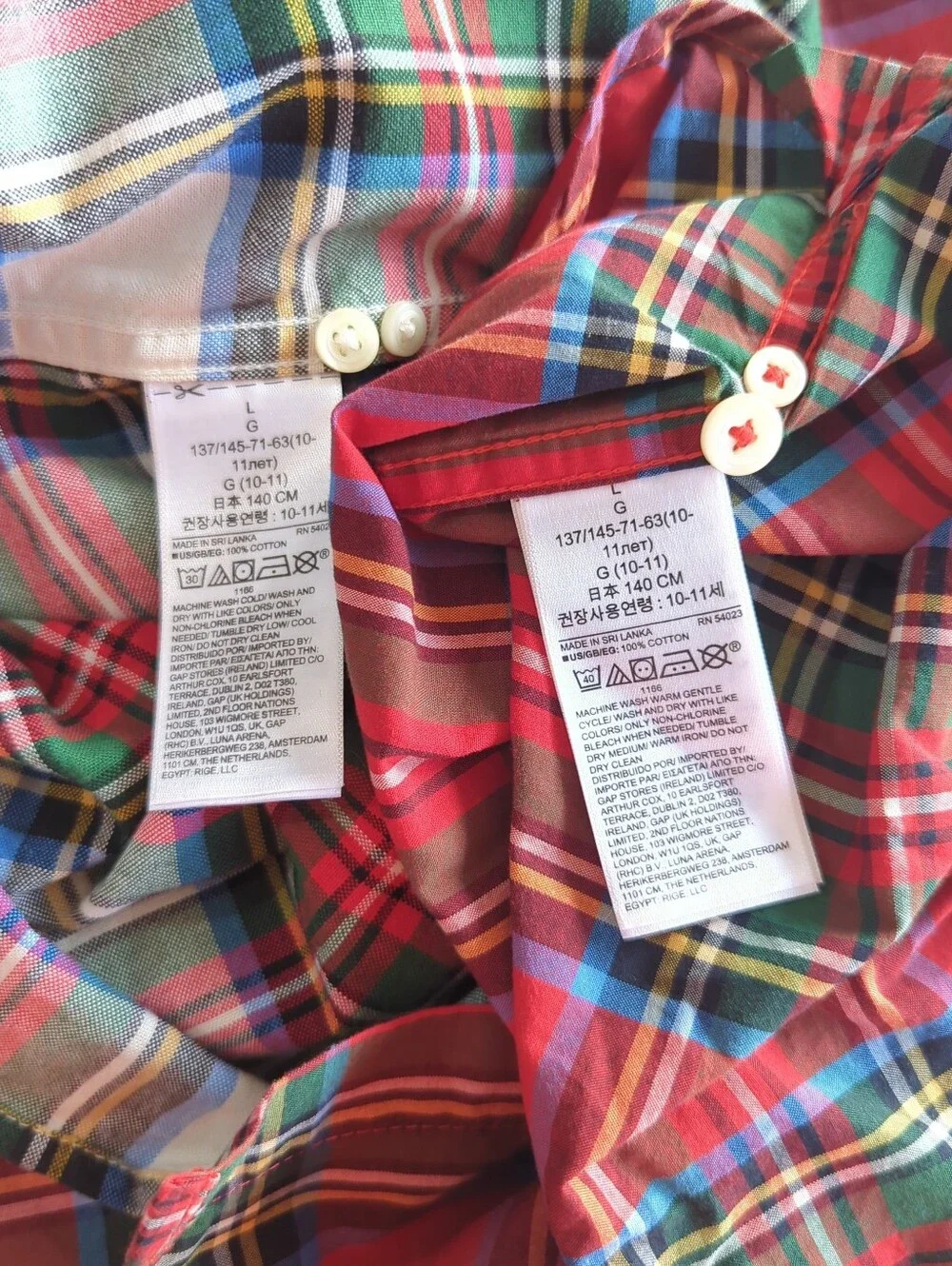 Gap Kids Plaid Long Sleeve Cotton Button-up Shirts Lot Of 2 Size L (10) NWT